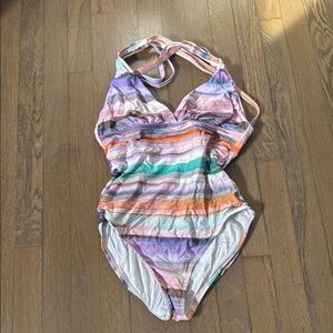 La Blanca Multicolor Striped One Piece Swimsuit